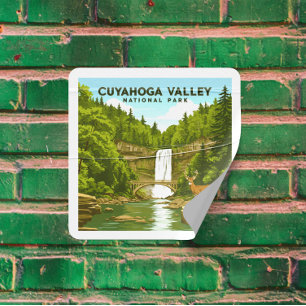 Sticker Carré Parc national de la vallée de Cuyahoga vintage