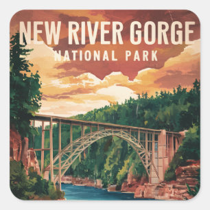 Sticker Carré Parc national de New River Gorge et réserve