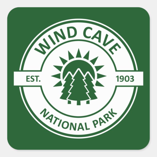 Sticker Carré Parc national de Wind Cave Sun Trees (Devant)