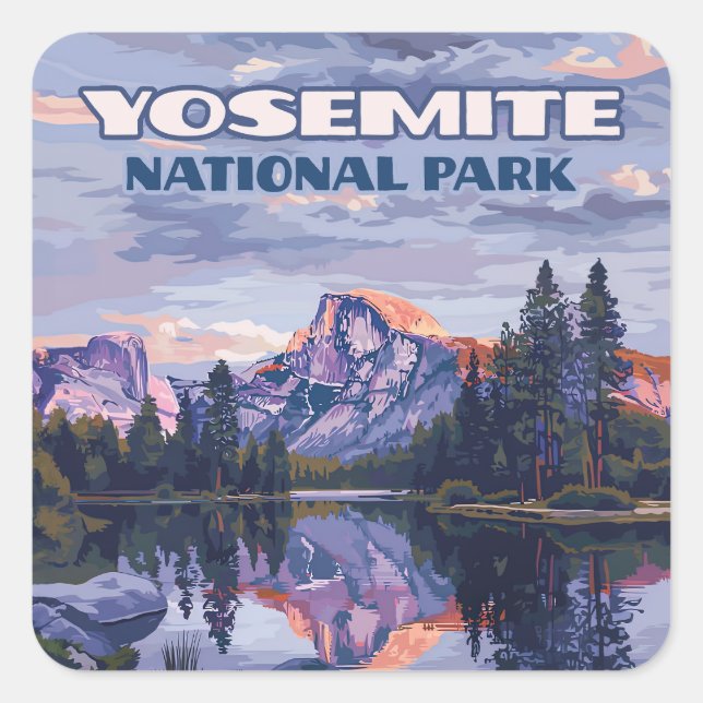 Sticker Carré Parc national de Yosemite Halle Dome Californie Su (Devant)