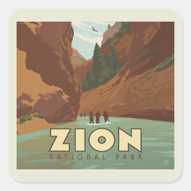 Sticker Carré Parc national de Zion | Les Étroits (Devant)