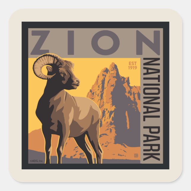 Sticker Carré Parc national de Zion | Ram (Devant)