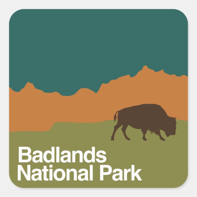 Sticker Carré Parc national des Badlands (Devant)