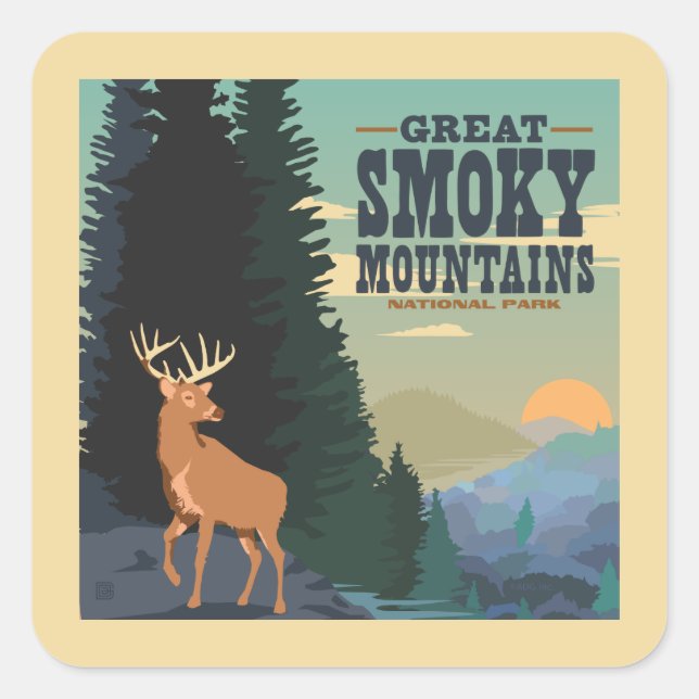 Sticker Carré Parc national des Great Smoky Mountains (Devant)