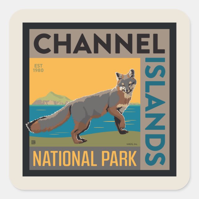 Sticker Carré Parc national des îles Channel | Fox (Devant)