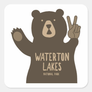 Sticker Carré Parc national des Lacs-Waterton Ours de paix