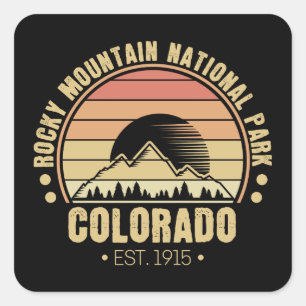 Sticker Carré Parc national des Rocheuses Colorado Retro