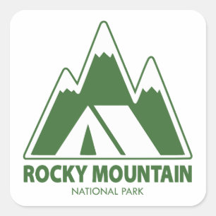 Sticker Carré Parc national des Rocheuses Montagnes Camping