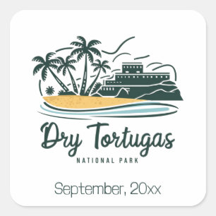 Sticker Carré Parc national des Tortugas sec Personnalisé