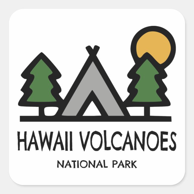 Sticker Carré Parc national des volcans d'Hawaii (Devant)
