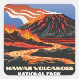 Sticker Carré Parc national des volcans d'Hawaii Mauna Loa Vinta