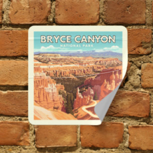 Sticker Carré Parc national du canyon de Bryce vintage