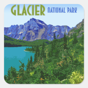 Sticker Carré Parc national du Glacier Montana Vintage