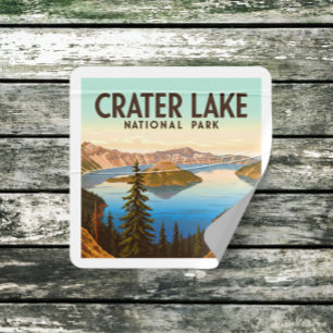 Sticker Carré Parc national du lac Crater vintage