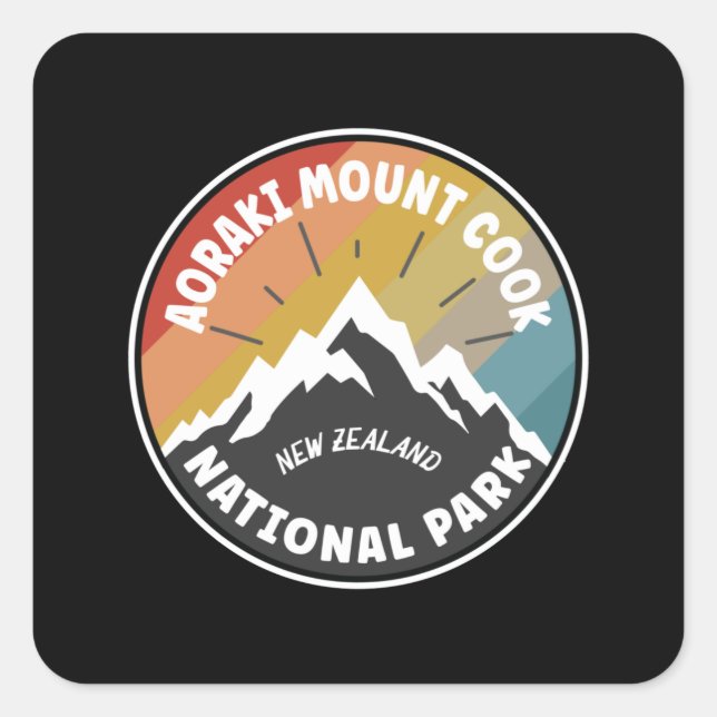Sticker Carré Parc national du Mont Cook Aoraki NZ (Devant)