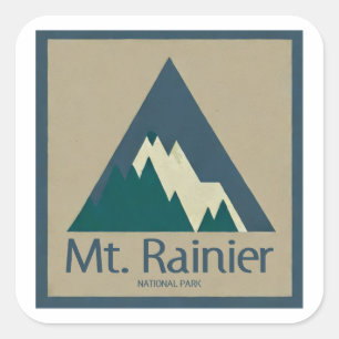 Sticker Carré Parc national du Mont-Rainier Rustique