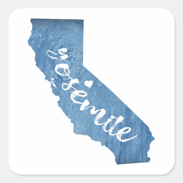 Sticker Carré Parc national du Yosemite Californie Grain de bois (Devant)