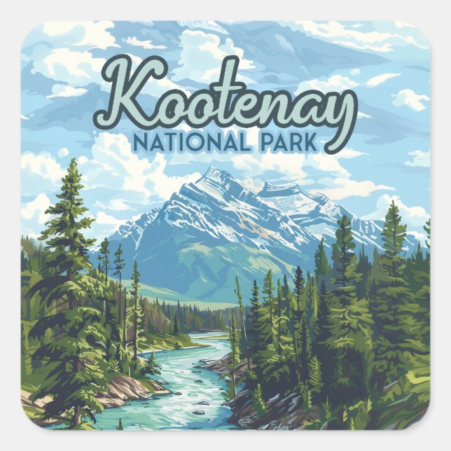 Sticker Carré Parc national Kootenay Canada Colombie-Britannique (Devant)