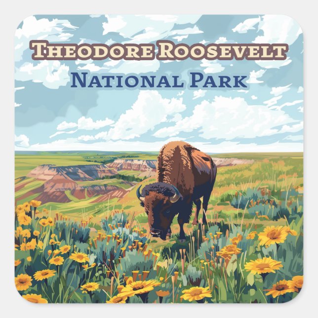 Sticker Carré Parc national Theodore Roosevelt Dakota du Nord (Devant)