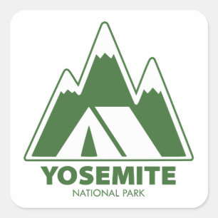 Sticker Carré Parc national Yosemite Montagnes Camping