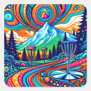 Sticker Carré Parcours de golf Psychedelic Disk