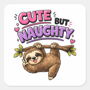 Sticker Carré Paresseux mignon mais vilain