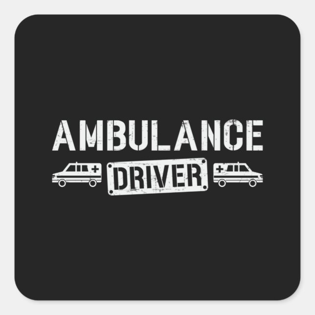 Sticker Carré Parfait Chauffeur Ambulance Param Urgence (Devant)