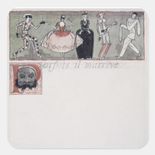 Sticker Carré "Parfois IL m'arrive" (encre et la semaine sur le