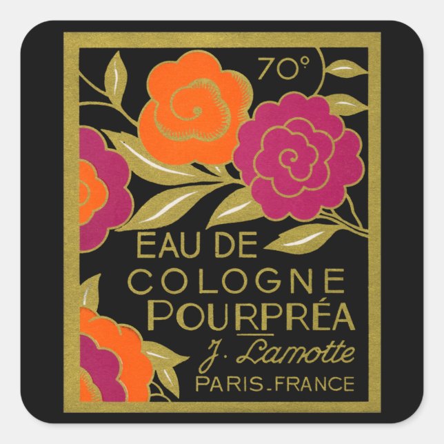 Sticker Carré Parfum Eau de Cologne Pourprea 1920 (Devant)