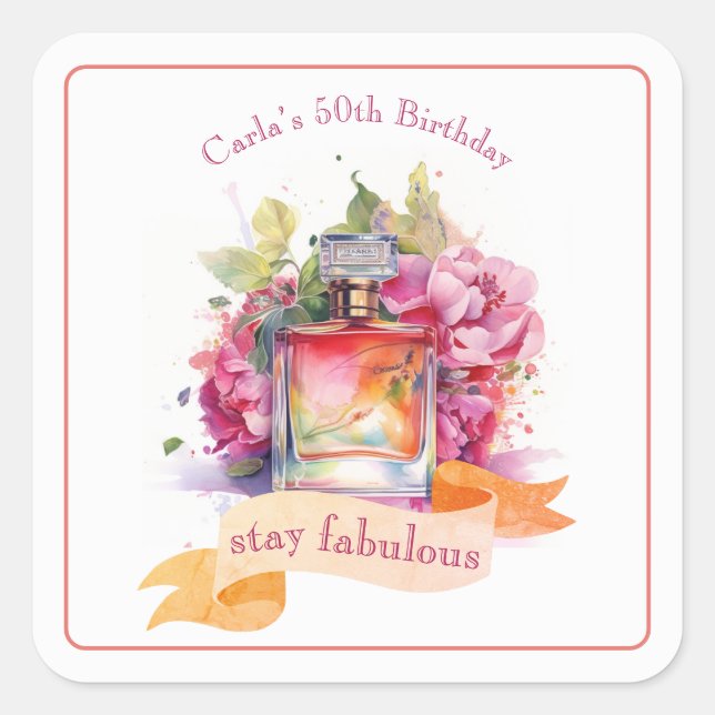 Sticker Carré Parfum fantaisie Fabuleux Fille Anniversaire (Devant)