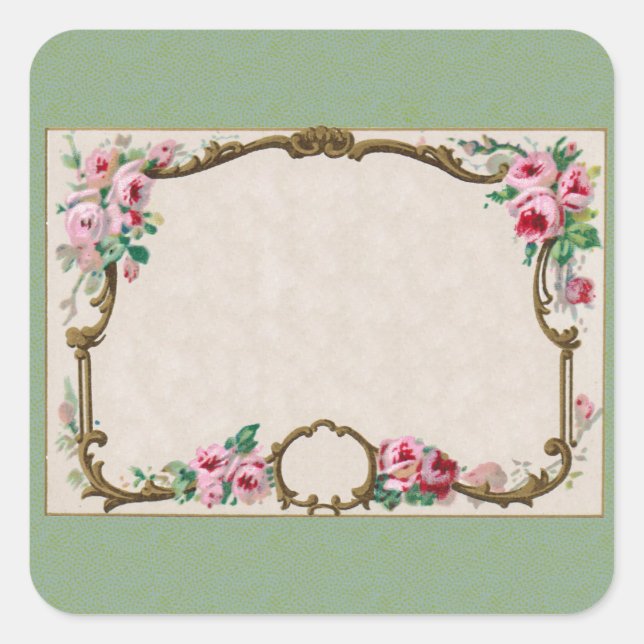 Sticker Carré Parfum Rose antique (Devant)