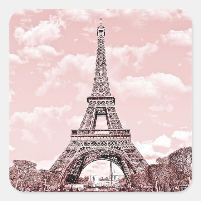 Sticker Carré Paris à Pink Eiffel (Devant)