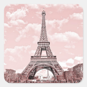 Sticker Carré Paris à Pink Eiffel
