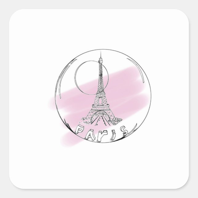 Sticker Carré paris dans une boule de verre (Devant)