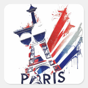Sticker Carré Paris France Tour Eiffel Cadeau