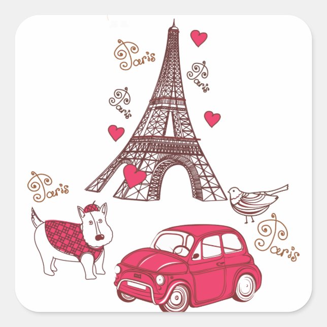 Sticker Carré Paris Love (Devant)