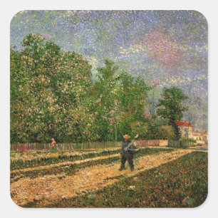 Sticker Carré Paris Road avec Paysan par Vincent van Gogh