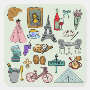Sticker Carré Paris romantique