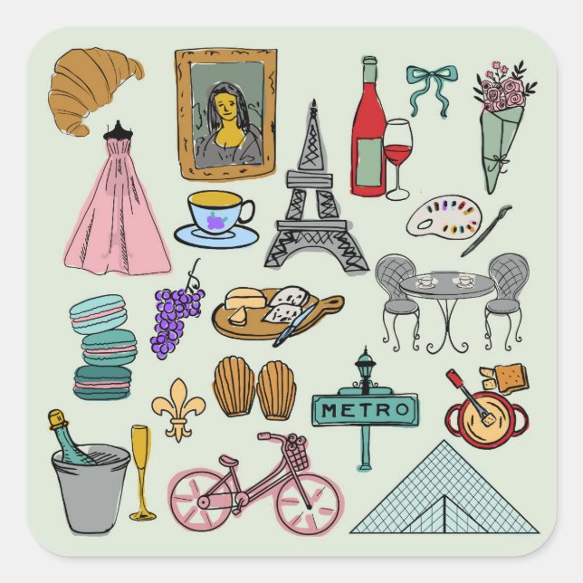 Sticker Carré Paris romantique (Devant)