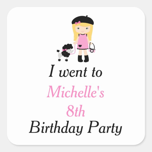 Sticker Carré Paris Tour Eiffel Blonde Girl 'Je suis allé à' (Devant)