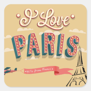 Sticker Carré Paris Vintage voyage