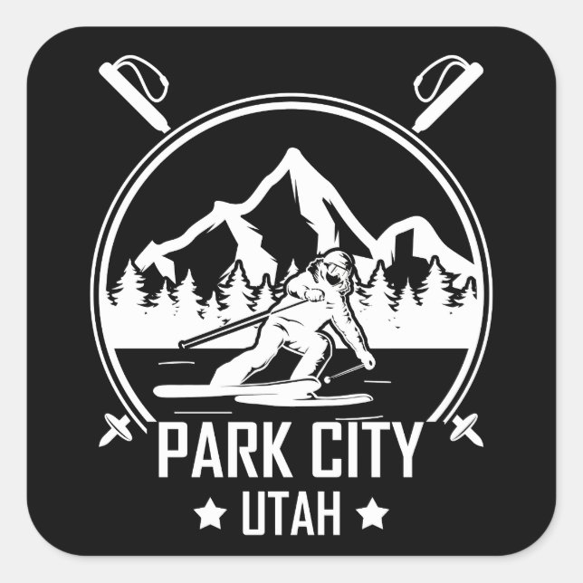 Sticker Carré Park City Utah ski (Devant)