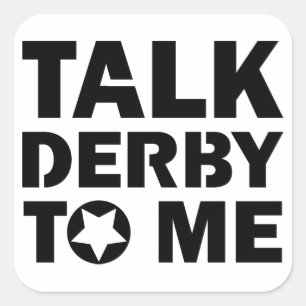 Sticker Carré Parlez Derby à moi, Roller Derby Girl Design