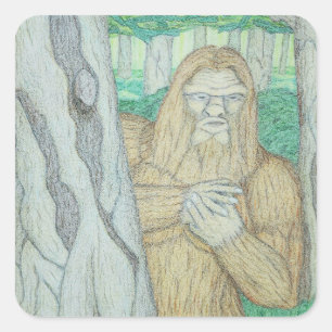 Sticker Carré Parodie de mème Bigfoot