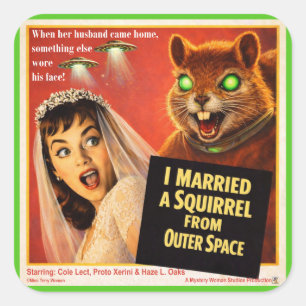 Sticker Carré Parodie d'écureuil de l'espace extra-atmosphérique