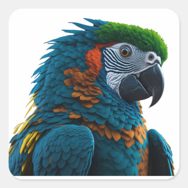 Sticker Carré Parrot Macaw coloré (Devant)