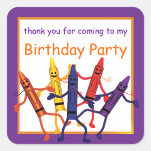 Sticker Carré Parti Crayon Anniversaire de enfant pour l'autocol