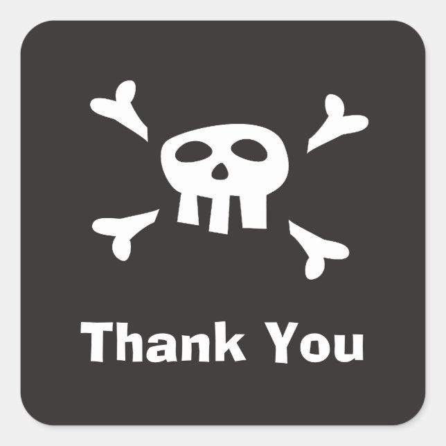 Sticker Carré Parti pirate merci les phoques/étiquettes (Devant)