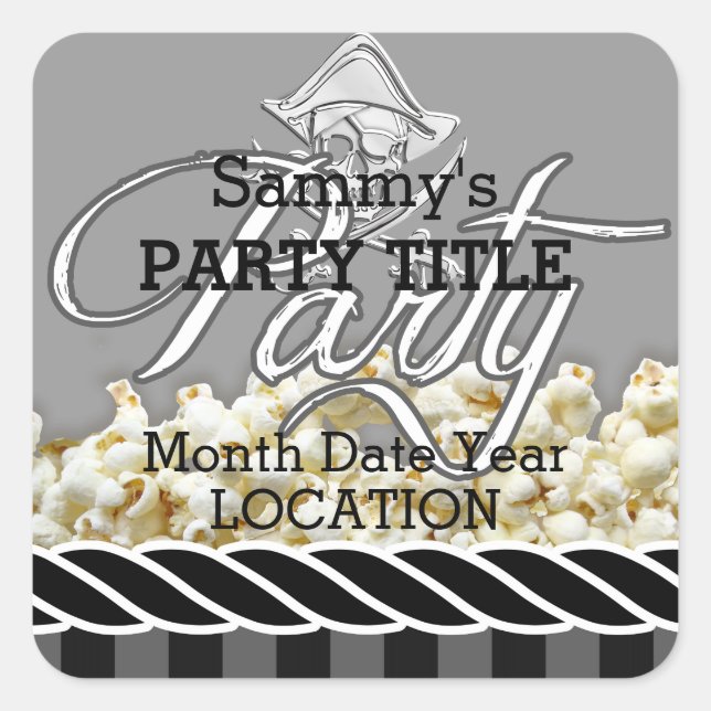 Sticker Carré Parti pirate personnalisé (Devant)