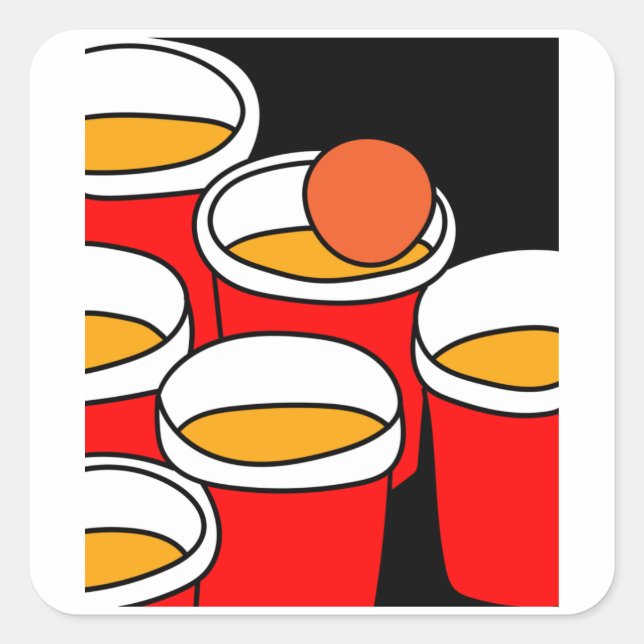 Sticker Carré Partie Boire Jeu Beerpong Beer Pong (Devant)